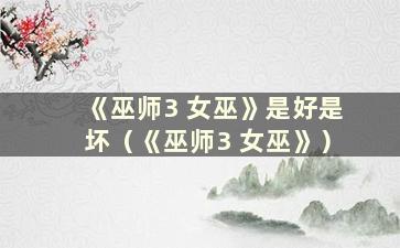 《巫师3 女巫》是好是坏（《巫师3 女巫》）